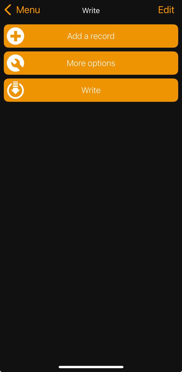 Write option in NFC Tools