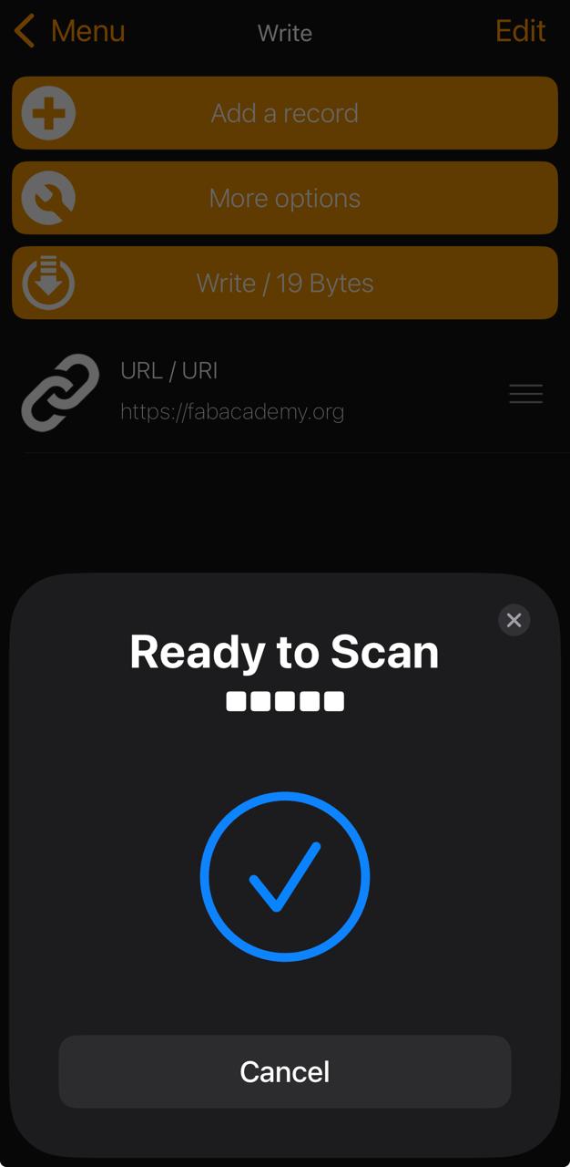 Ready to scan NFC tag