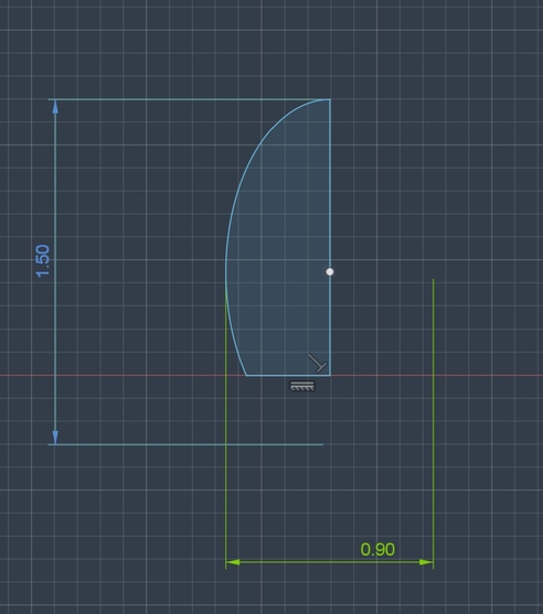 Fusion Screenshot: Sketch of half an ellipse with a flat bottom