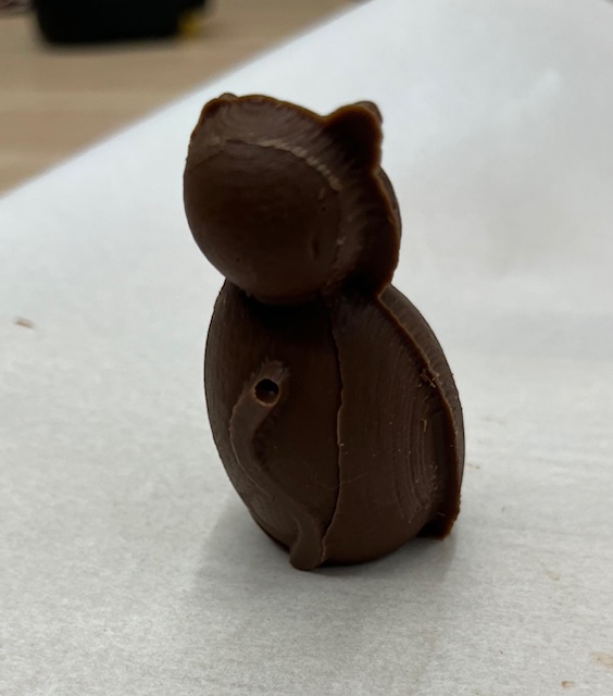 Back view of the chocolate cat