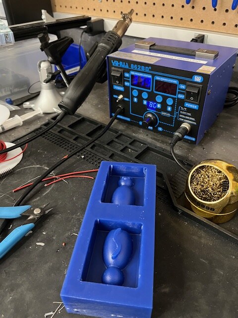 Wax mold on a soldering station