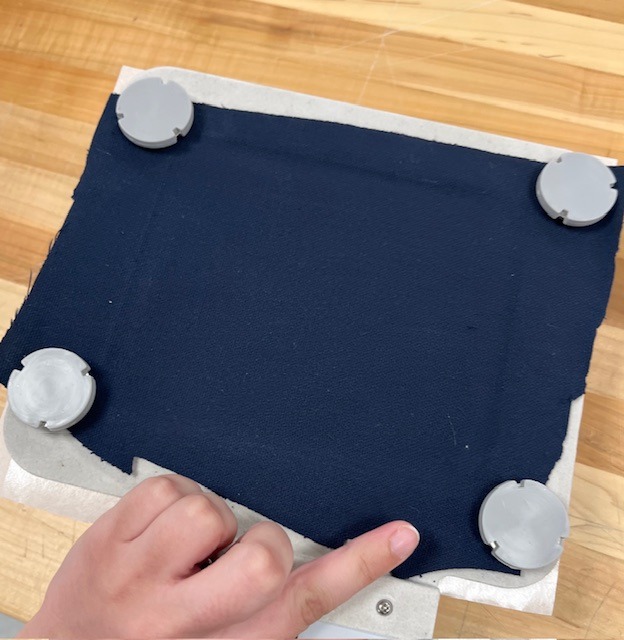 Fabric attached to rectangular hoop