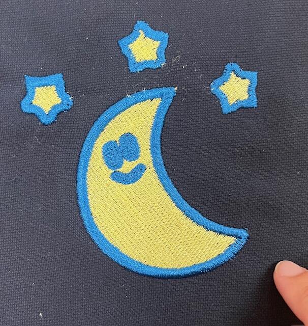 Embroidery of moon and stars