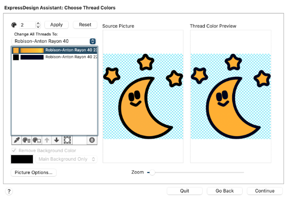 Screenshot of mySewnet Embroidery: choose thread colors
