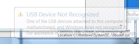USB not recognized