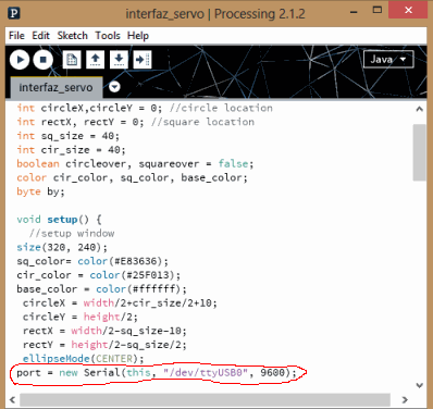 First part of the code in Processing