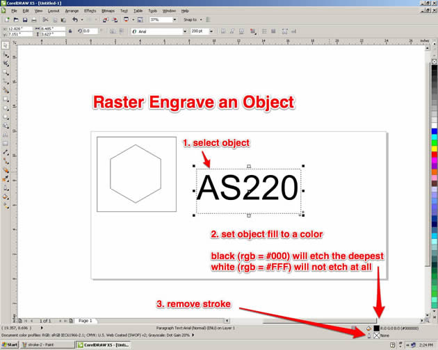 coreldraw laser cutting setup