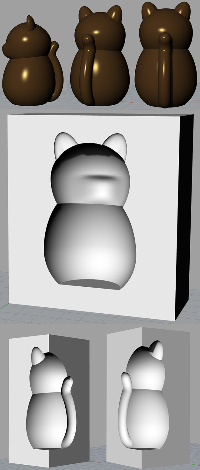 2nd cat design with a 3 part mold