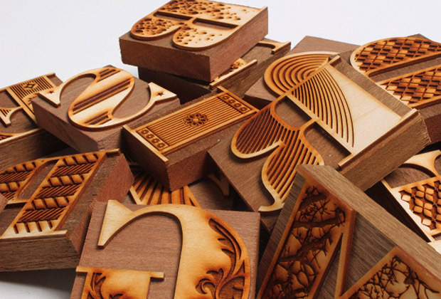 typography set made with lasercutting