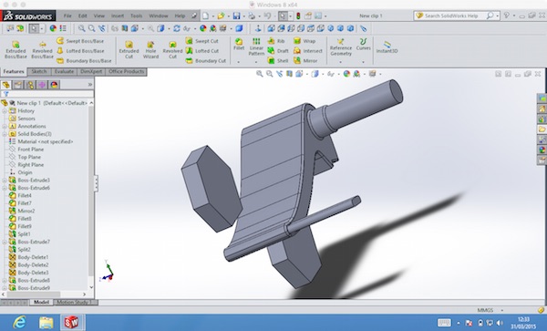 SolidWorks clip with gate and vent