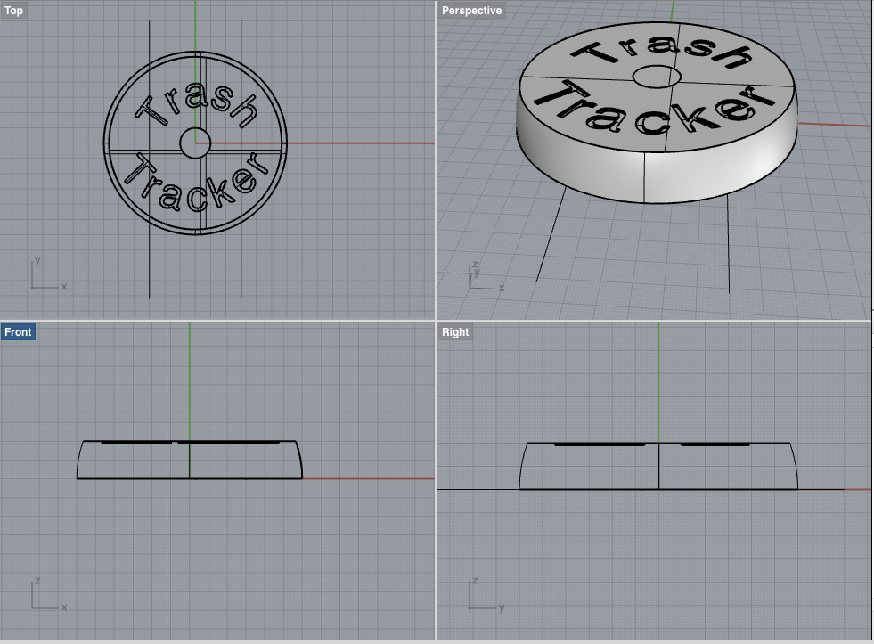 Sketch of the Trash Tracker made in Rhino