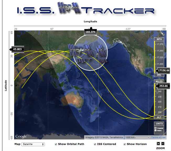 ISS tracker screenshot
