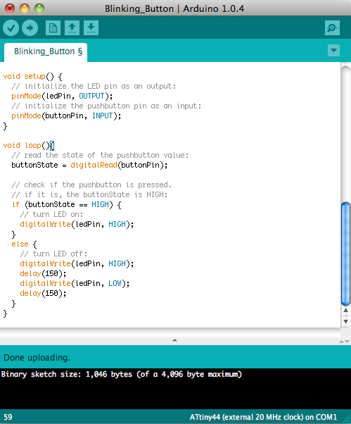 Arduino Blinking Button Program