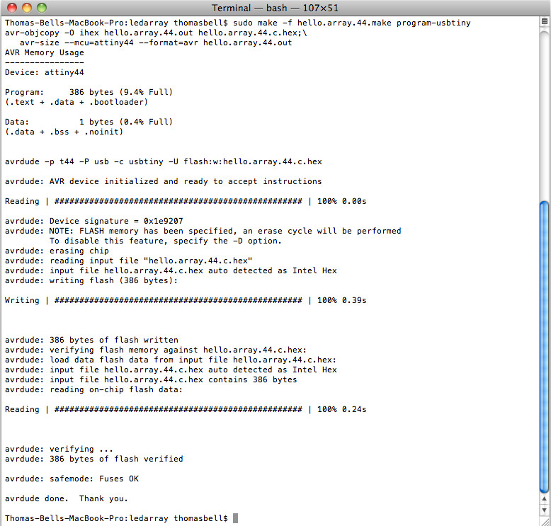 LED Array programmed