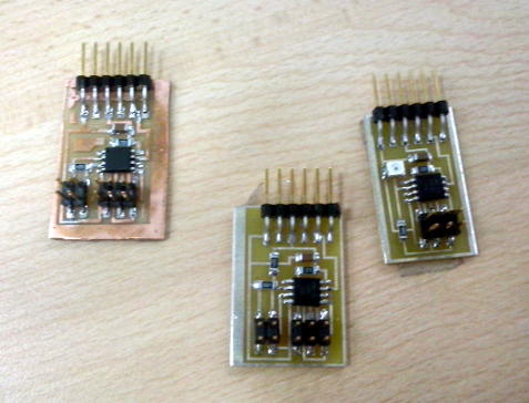 sensor boards, after soldering, ready for testing