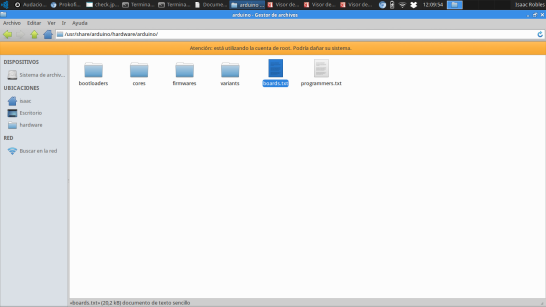 entering arduino folder in ubuntu