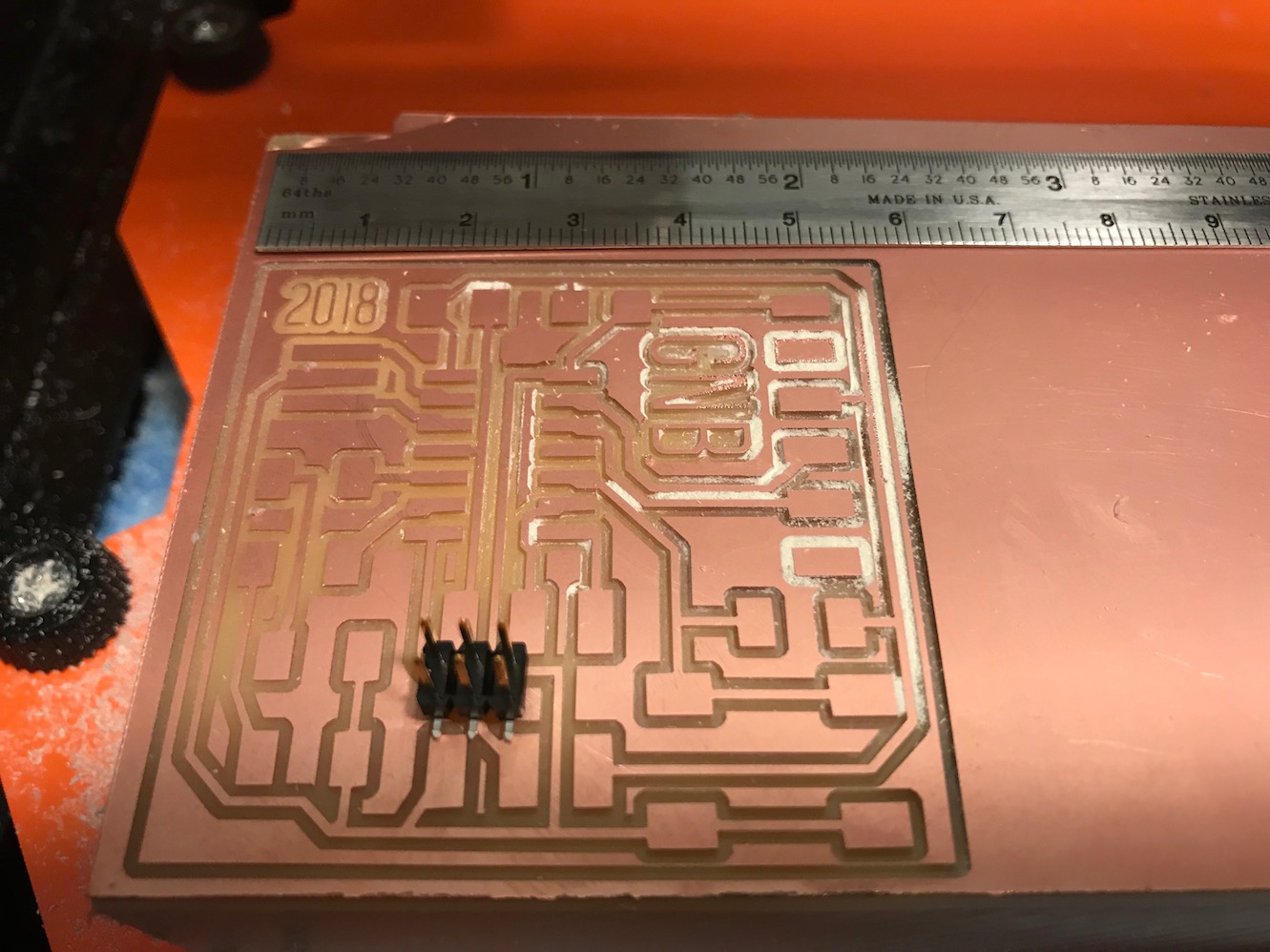 board milled with objects to show scale problem