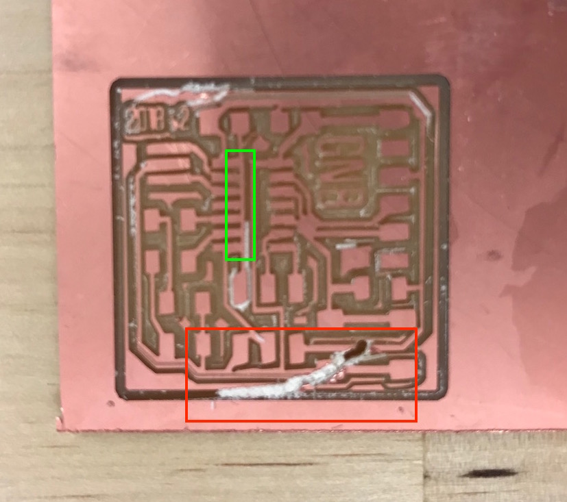 board with trace and detachment problems