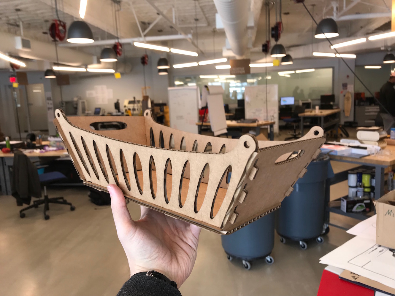 another view of the assembled cardboard cradle