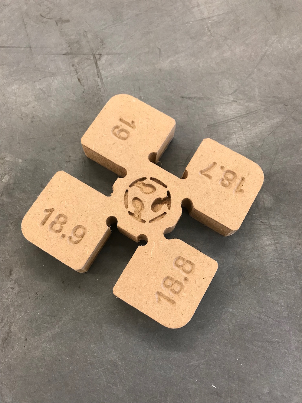 test part milled out of MDF