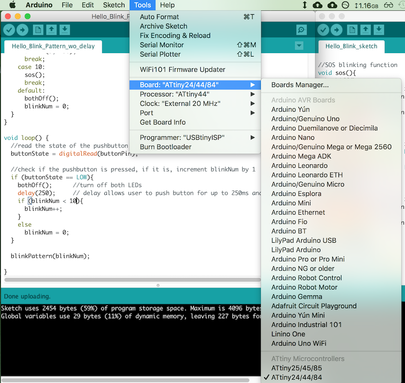 Arduino IDE - selecting ATtiny board