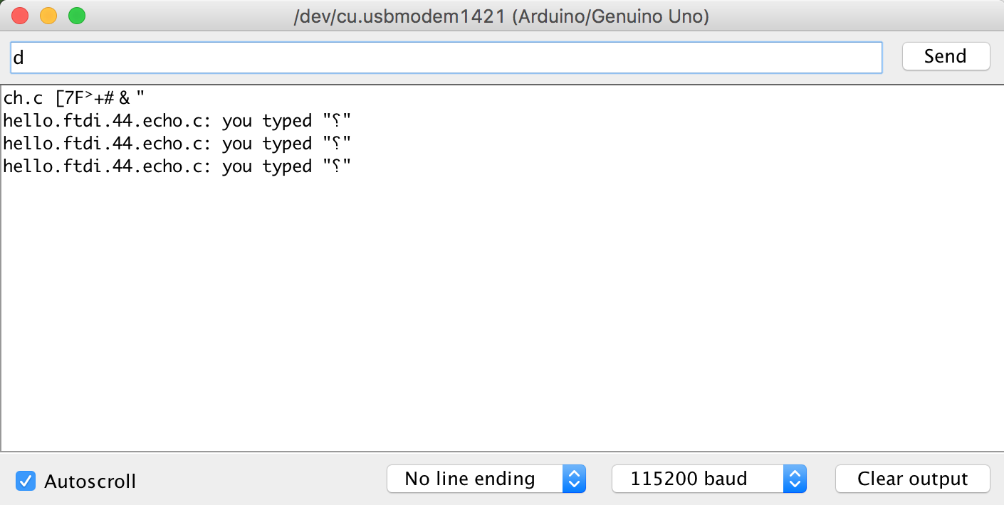 error outputs from serial connection