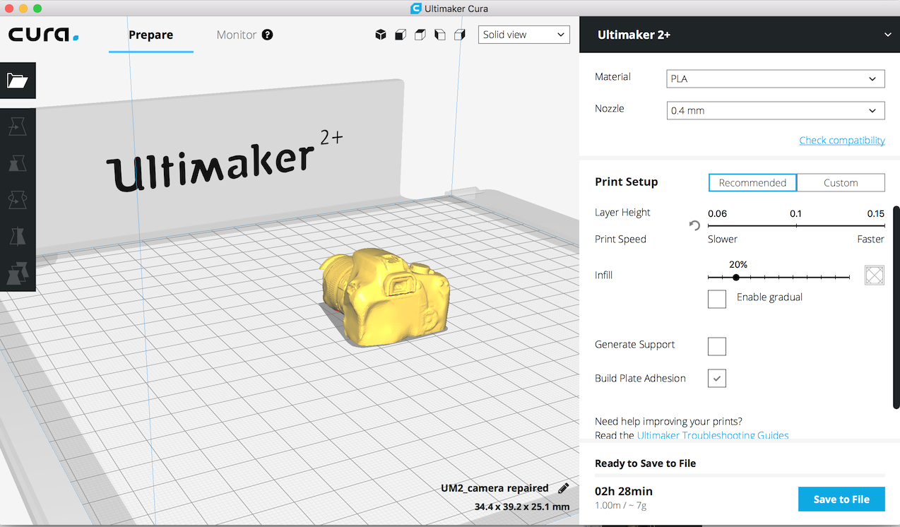 prepping the file in Cura