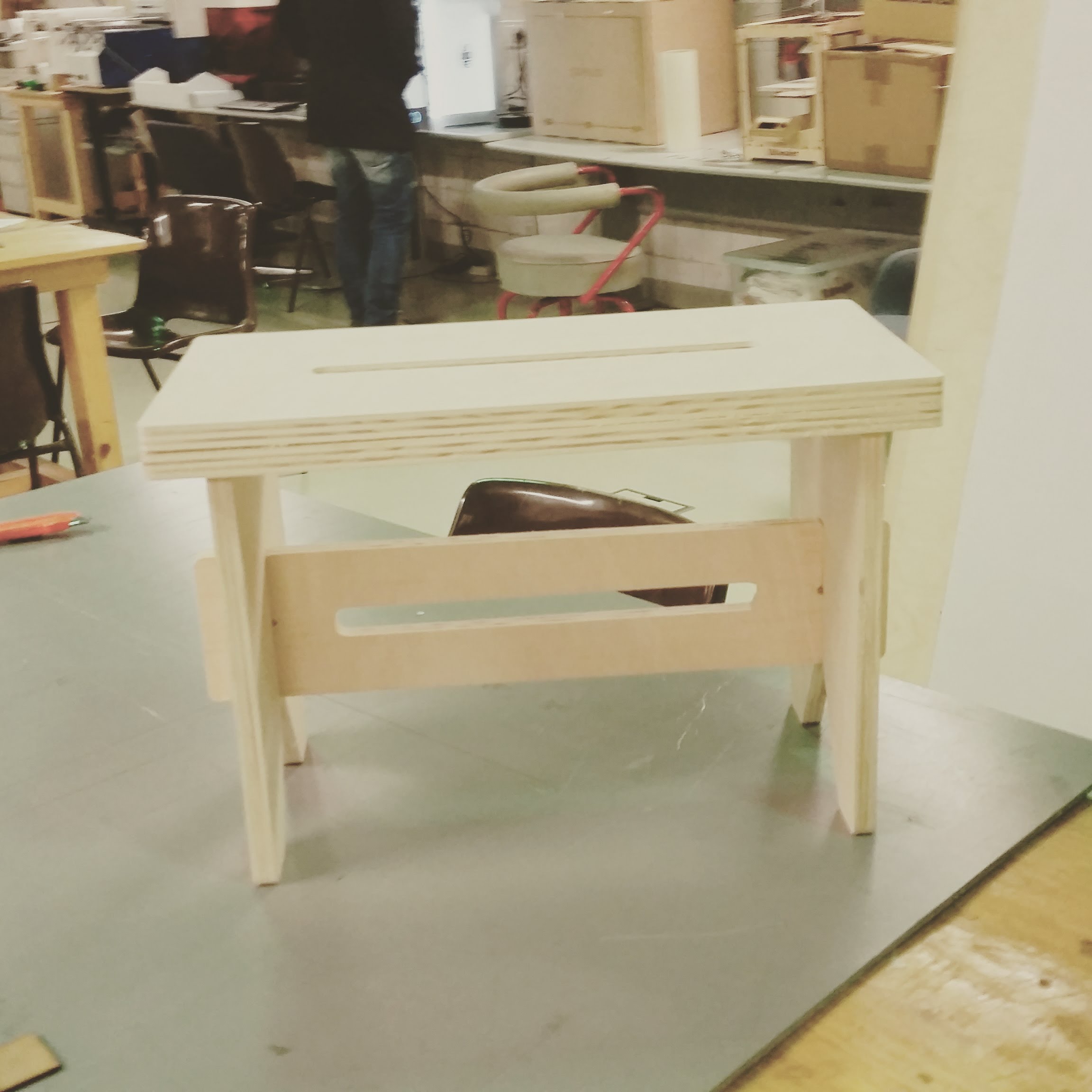 A small plywood bench for the kids