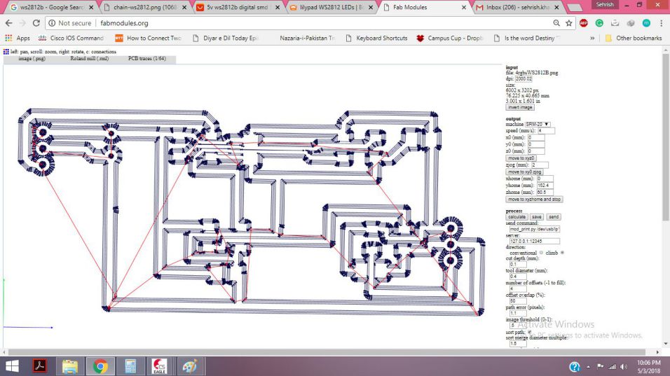 PCB board for 4 WS28812B RGB LEDs in Eagle and its RML being generated ...