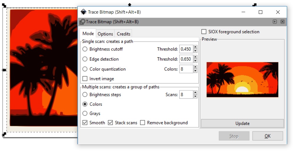inkscape trace bitmap extension