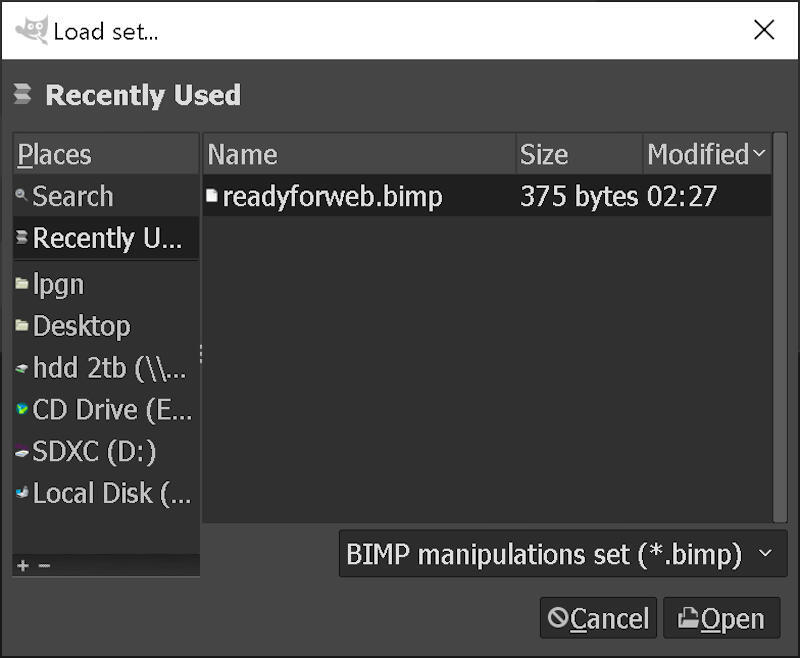 BIMP Selecting Set