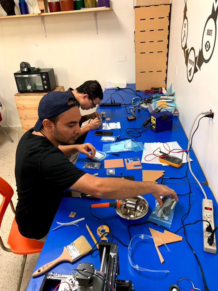 students producing electronics