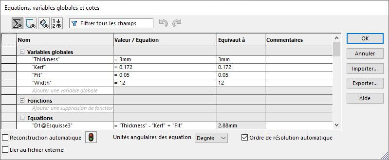 SolidWorks - Set Equations