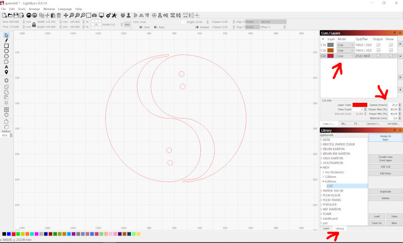 setting parameters in Lightburn