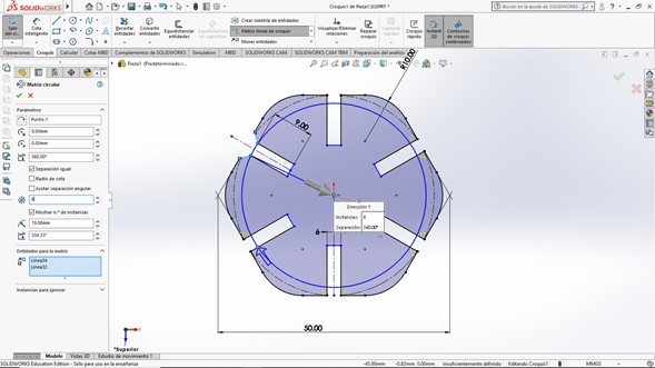 A parametric design on Solidworks