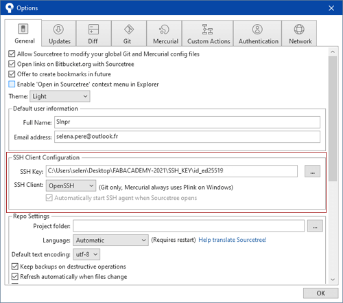 Add a SSH key to SourceTree