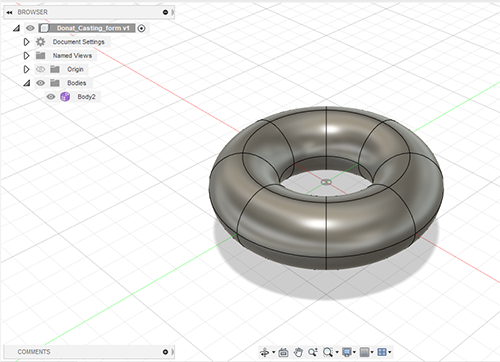 A donut shape created in Fusion 360