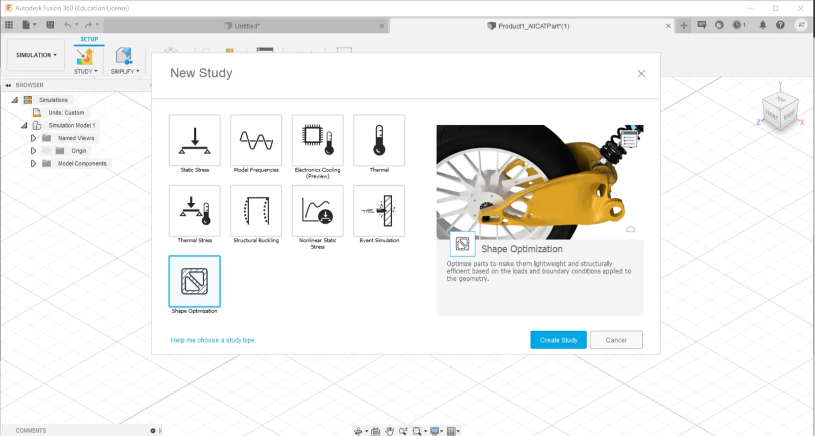 1.Navigate to Shape Optimization in Simulation.