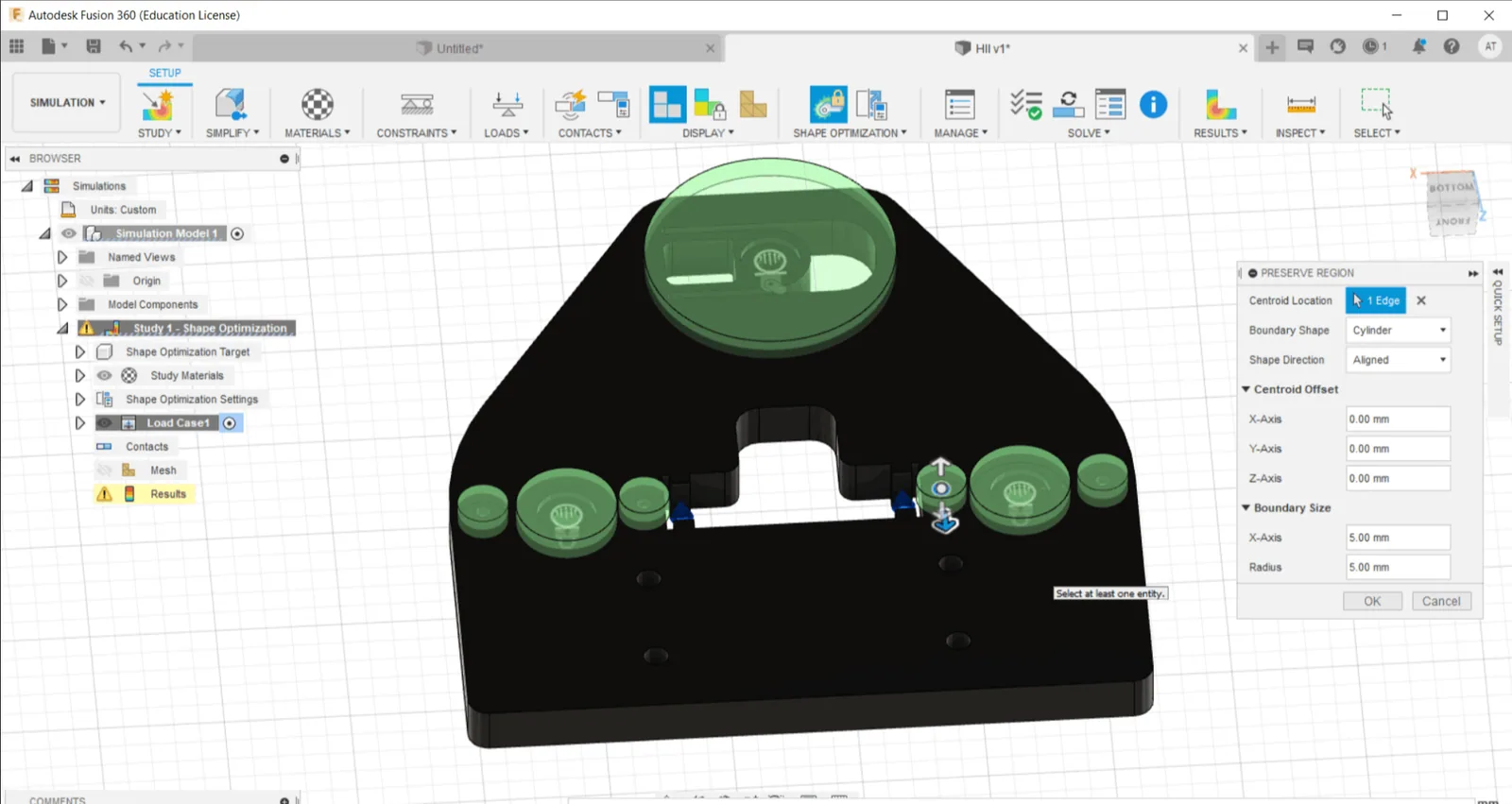4.Select Area for Material Preservation.