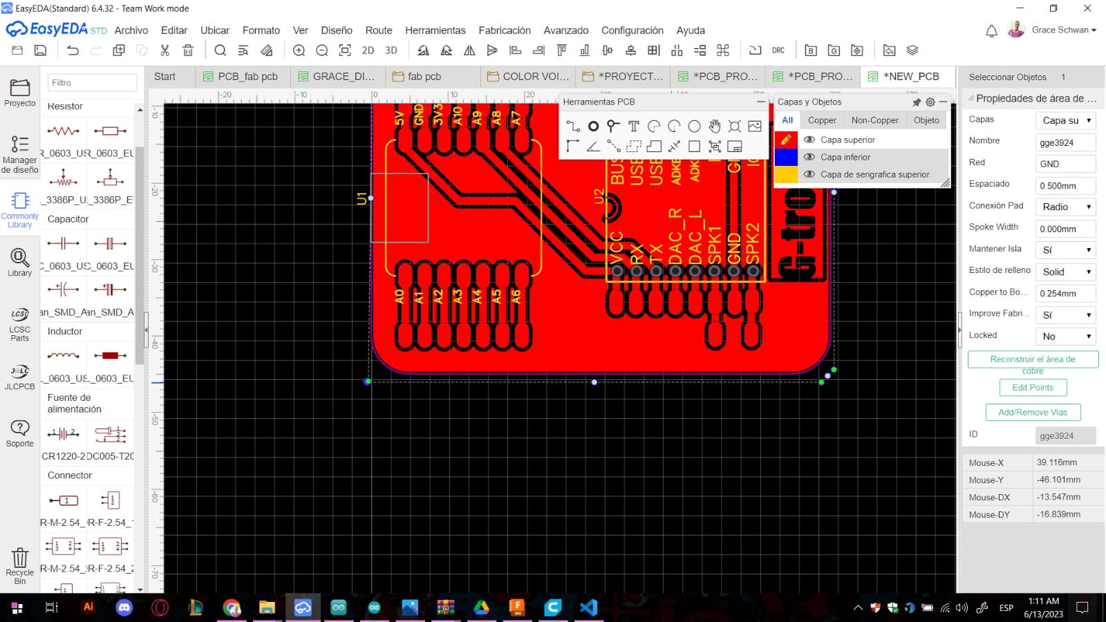 Board outline in EasyEDA