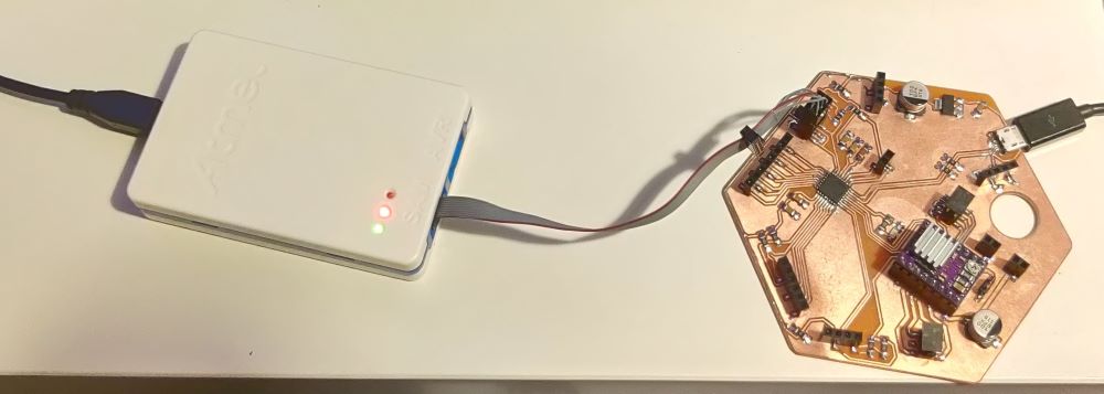 Atmel-ICE and power bank connected to my SAMD21E board