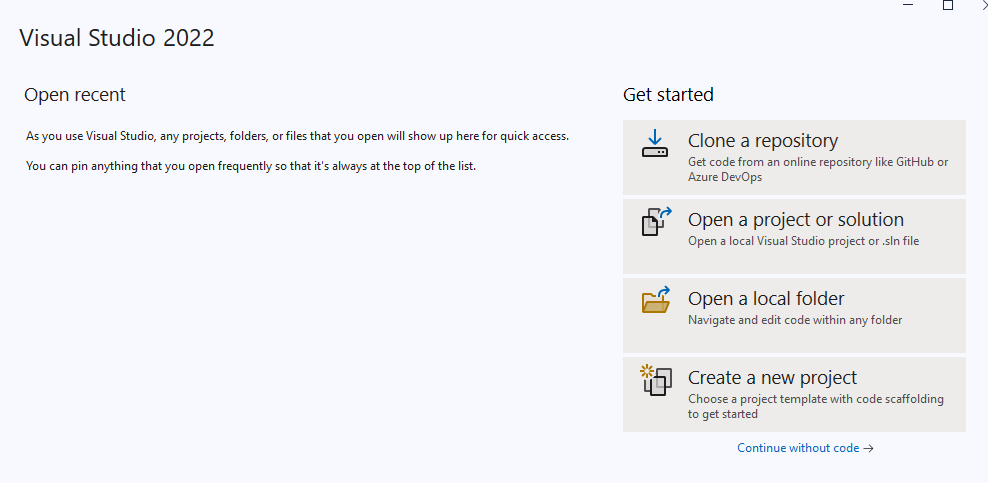 Visual Studio new project
