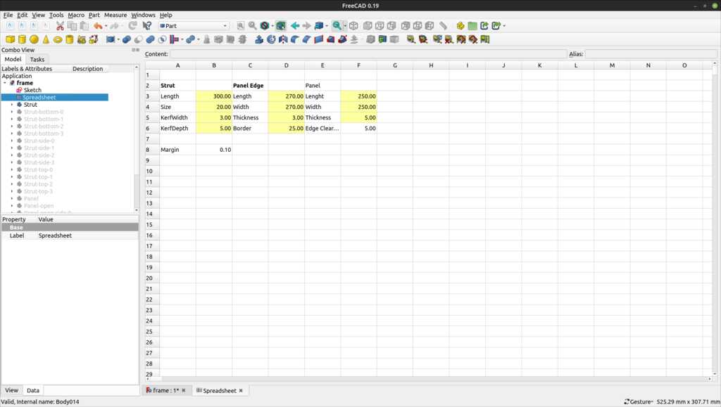 freecad spreadsheet formulas