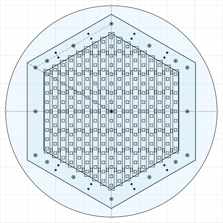 The design of the NeoPixel grid in Fusion 360