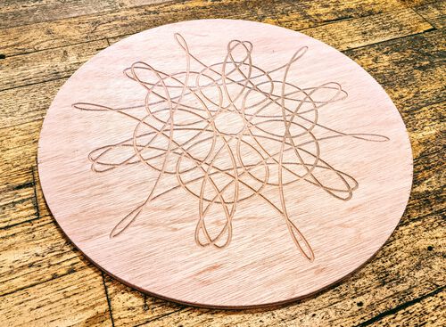 The spirograph design milled out of the bottom