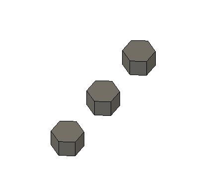 Extruded one hexagon and used a Rectangular Pattern to create three