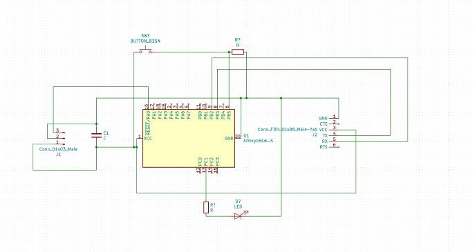 schematic with button and led