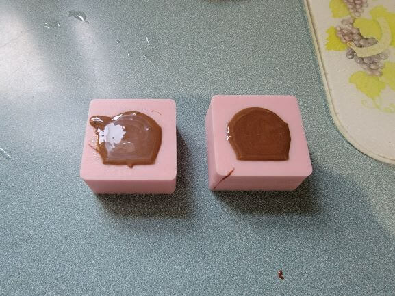 molds filled with chocolate