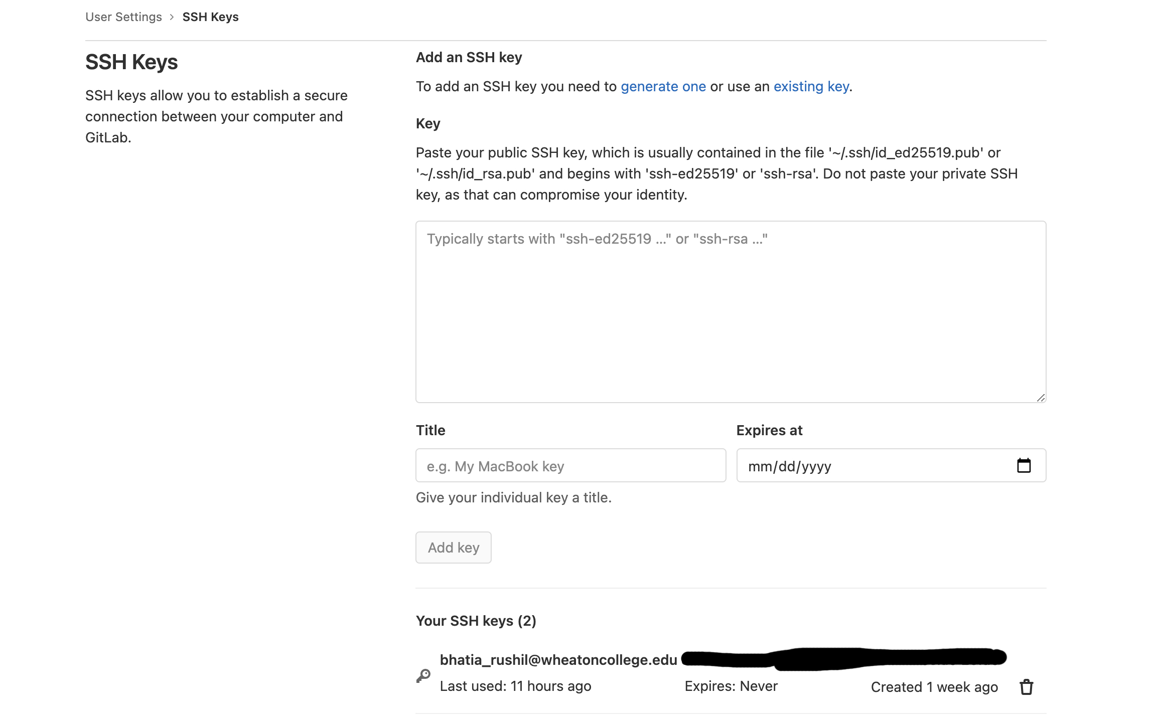 Gitlab SSH key
