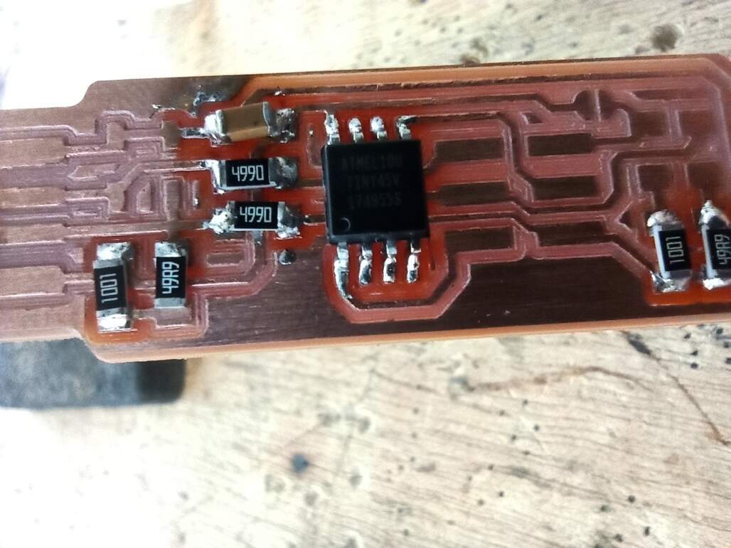 Detail of the board been solder
